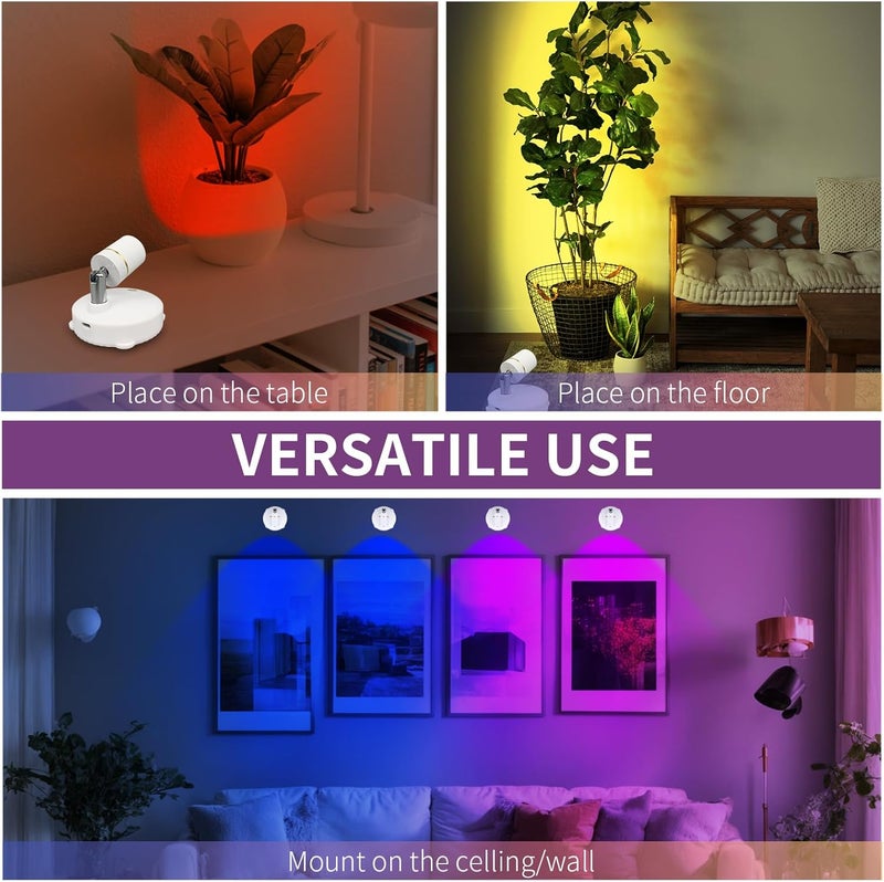 LEASTYLE Focus Lights for Decorations Wireless Rechargeable Spotlight Indoor with Remote,16 Color Changing Spot Light for Pictures On Wall Dimmable White Accent Lighting (2PACK) - Image 5