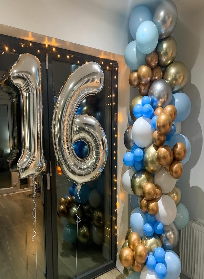 بي بي پوّل بالون فضي رقم 7، بالون رقم 7 مقاس 40 بوصة، زينة بالونات عيد ميلاد رقم 7، بالون هيليوم فضي رقم 7 لتزيين حفلات أعياد الميلاد - Image 2