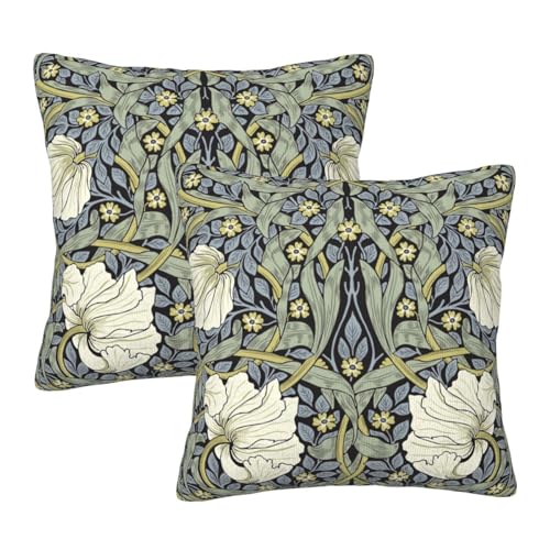 Keebik William Morris Pimpernel Throw Pillow Covers Set of 2 Cushion Covers for Couch Home Bed Living Room Decorative Pillow Cases 18x18 Inch - Image 1