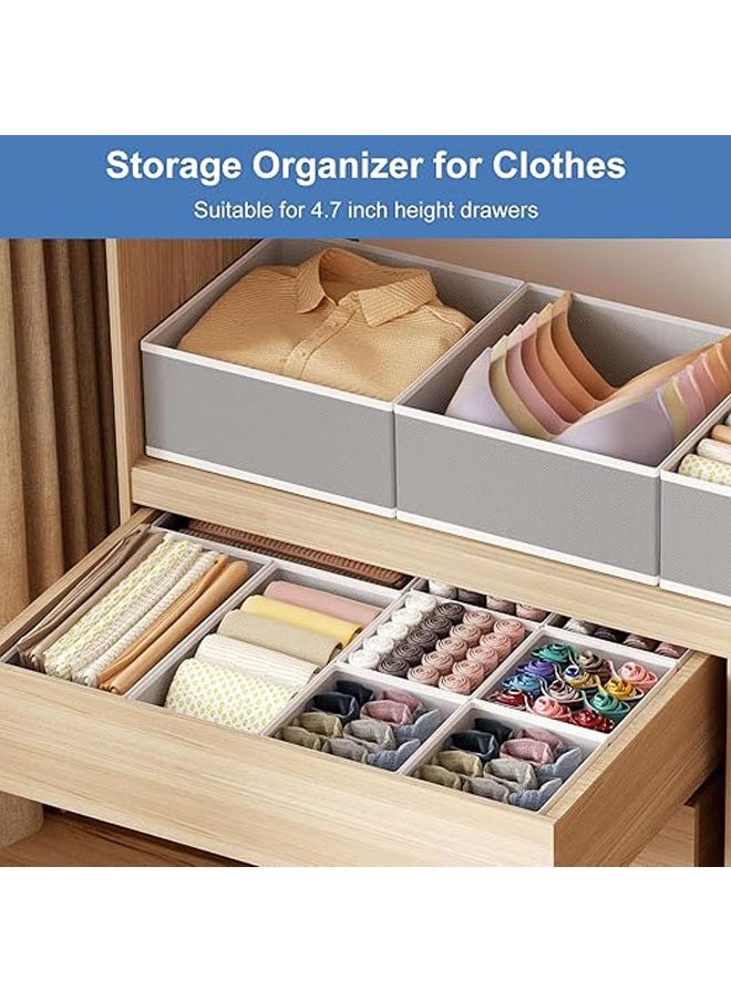 Hihonor 12 Pack Drawer Organizers, Foldable Clothing Storage Organizer, Closet Cabinet, Fabric Clothing Dividers for Clothes, Pants, Skirts, Socks, Underwears, Baby Clothing, Towel(Off-white)  - Image 3