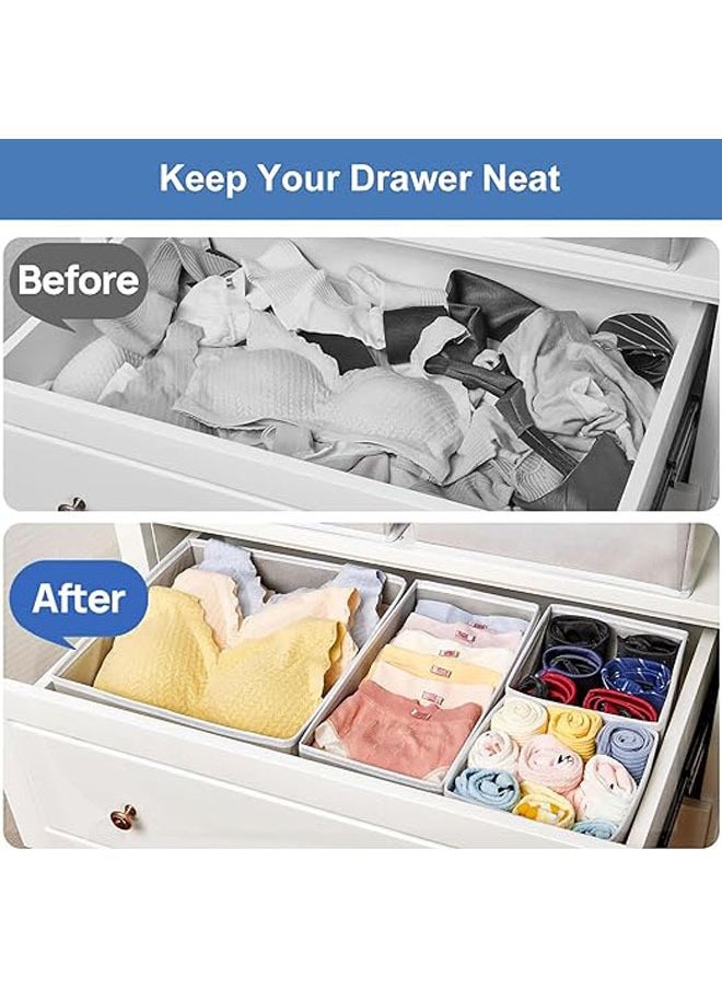 Hihonor 12 Pack Drawer Organizers, Foldable Clothing Storage Organizer, Closet Cabinet, Fabric Clothing Dividers for Clothes, Pants, Skirts, Socks, Underwears, Baby Clothing, Towel(Off-white)  - Image 5
