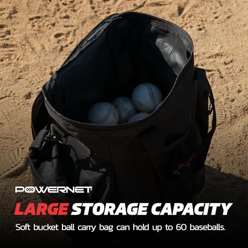 PowerNet Soft Bucket Carry Bag, Ball Bucket Replacement with Shoulder Strap & Pocket Organizer to Carry or Store Softball & Baseball Gear (Softside) - Image 4