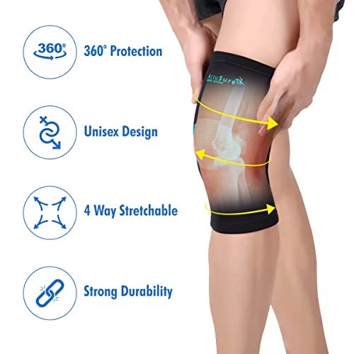 AccuSure Knee Brace Compression Sleeve- Best Support for Arthritis, ACL, Gym, Running, Basketball, Meniscus Tear, Sports, Joint Pain Relief, Injury Recovery For Men, Women|Pair - Image 5