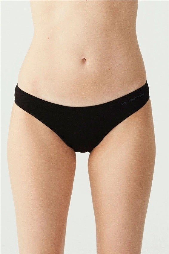 U.S. Polo Assn. Women's 5-Pack Economical Thin Elastic Briefs Black White Skin  - Image 2