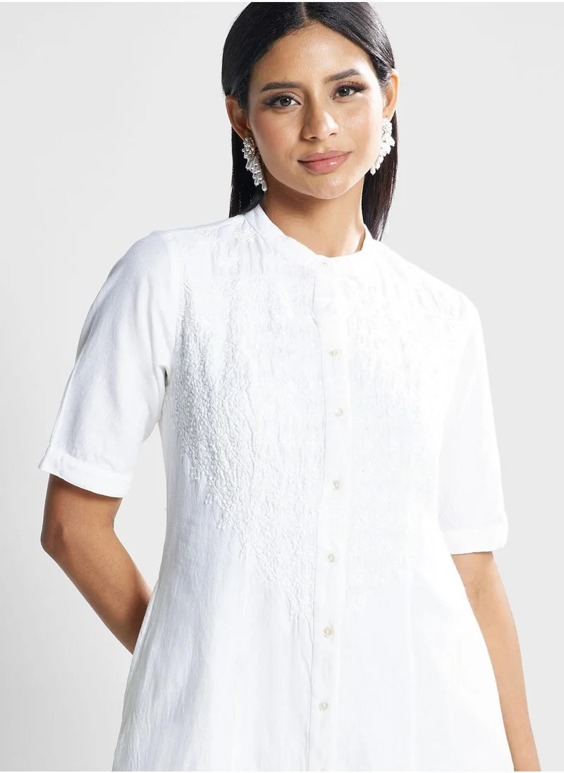 Fabindia Embroidered Cotton Dress