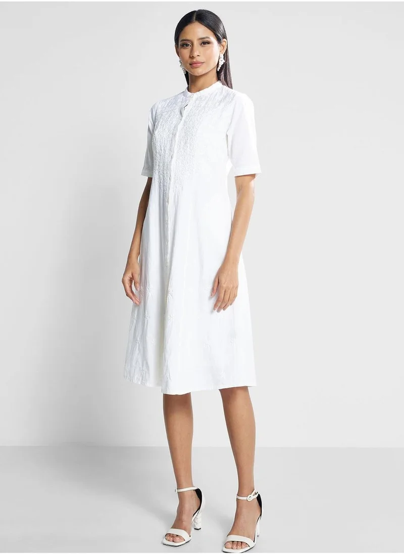 Fabindia Embroidered Cotton Dress