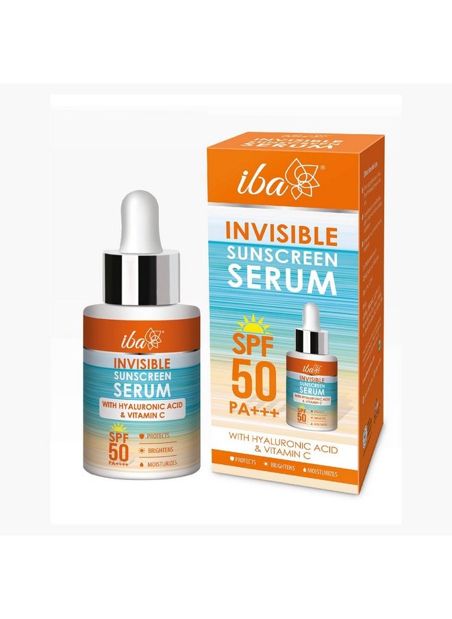 Iba Invisible Sunscreen Serum Spf 50 Pa+++ With Hyaluronic Acid & Vitamin C 30Ml | Protects From Uva & Uvb Rays | Brightens & Moisturizes | Lightweight | No White Cast & Paraben | For All Skin Types  - Image 1