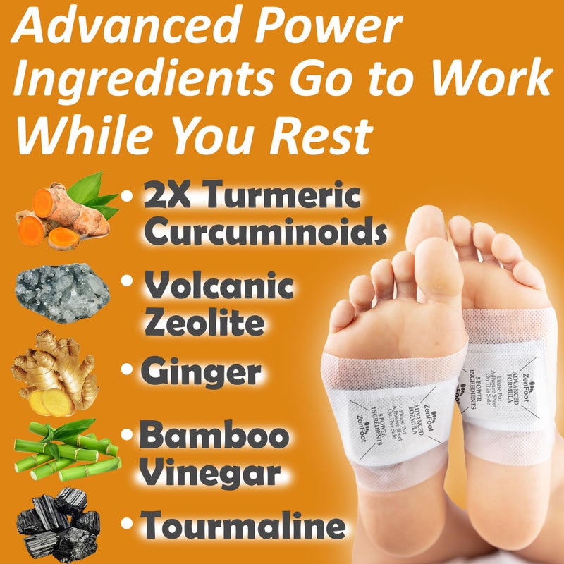 ZenFoot Advanced Foot Pads With Turmeric Curcuminoids  Zeolite & Ginger  20 Foot Patches  Premium & All-Natural Complex - Image 2