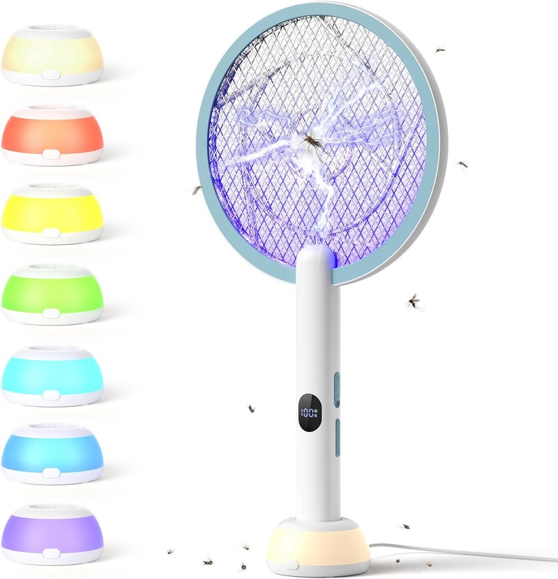 YISSVIC Electric Fly Swatter Bug Zapper Racket 4000V LED Screen Dual Modes Fly Zapper Rechargeable for Indoor Home Office Backyard Patio Camping - Image 1