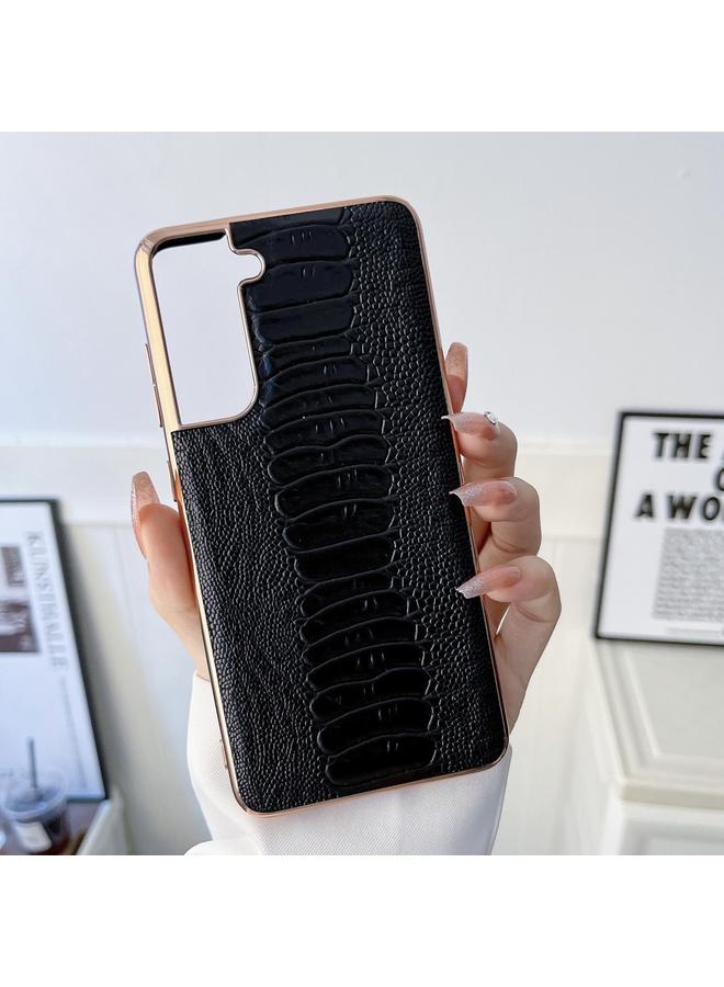 S-TOP Case For Samsung Galaxy S22+ 5G Genuine Leather Weilai Series Nano Electroplating Phone Case - Image 2
