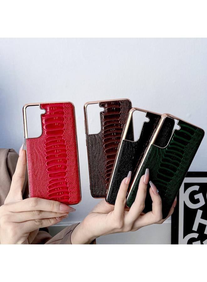 S-TOP Case For Samsung Galaxy S22+ 5G Genuine Leather Weilai Series Nano Electroplating Phone Case - Image 3