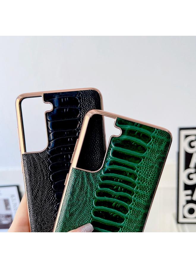 S-TOP Case For Samsung Galaxy S22+ 5G Genuine Leather Weilai Series Nano Electroplating Phone Case - Image 5