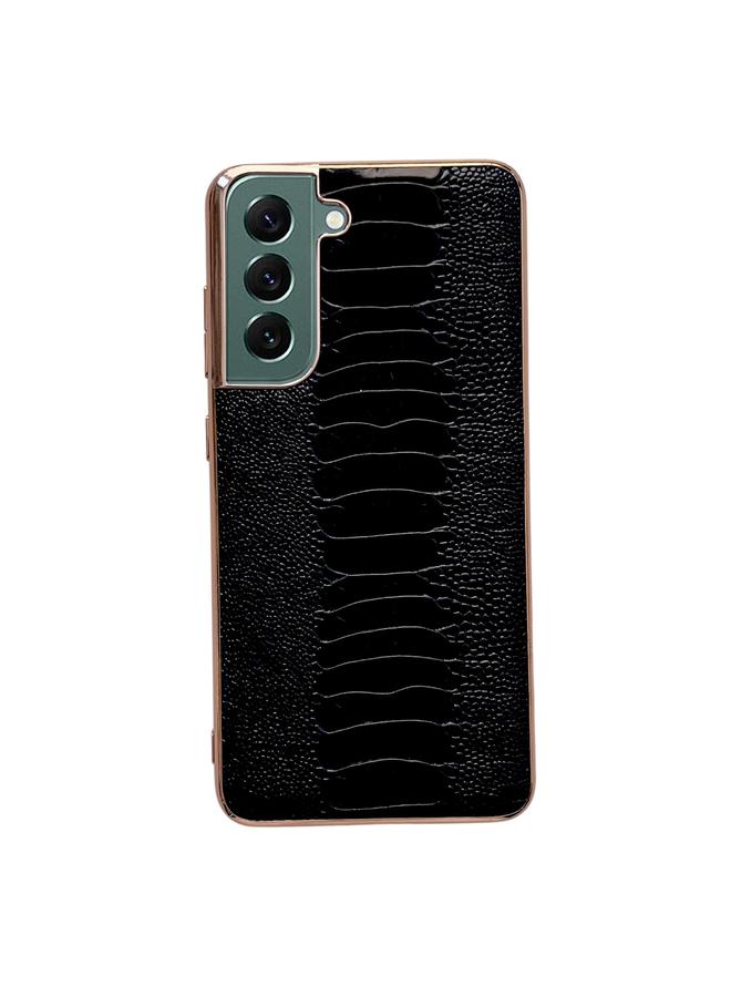 S-TOP Case For Samsung Galaxy S22+ 5G Genuine Leather Weilai Series Nano Electroplating Phone Case - Image 1
