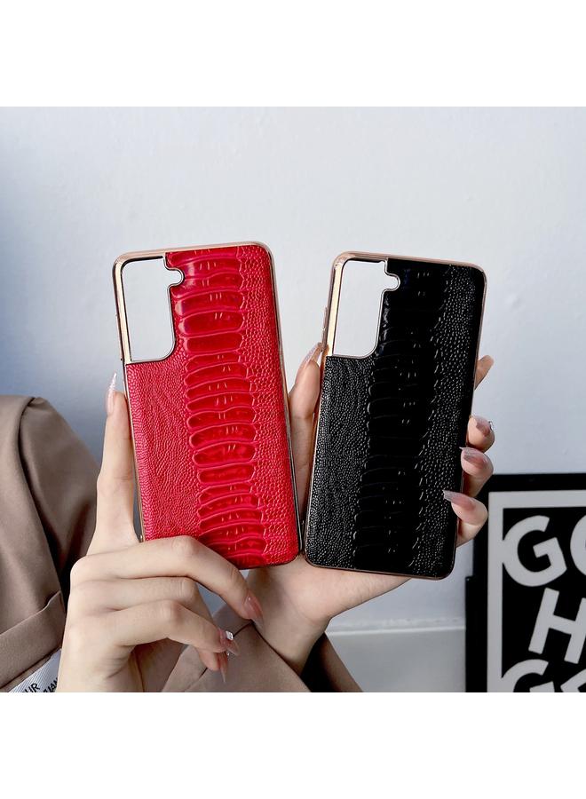 S-TOP Case For Samsung Galaxy S22+ 5G Genuine Leather Weilai Series Nano Electroplating Phone Case - Image 4