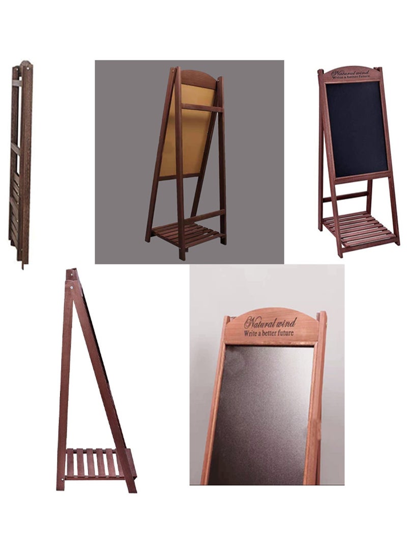 LINGWEI Wooden Hand Writing Black Board Drawing Board with Flower Pot Holder Free Standing Display Stand Chalk Board Ideal For Restaurants Menu Wedding Party - Image 3