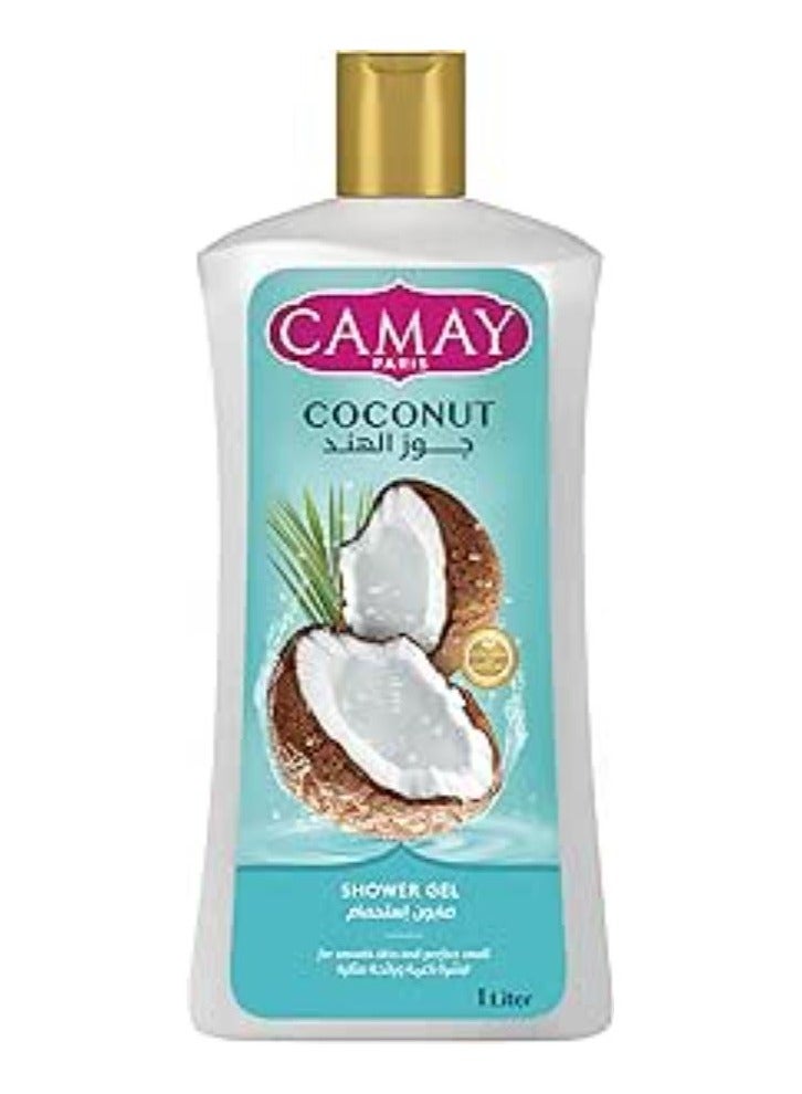 CAMAY Shower Gel Coconut with Glycerine for softer & fragranced skin, 1L
