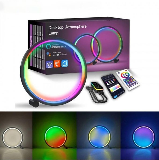 LED FLOOR LAMP FOR LIVING ROOM MODERN RING LAMP UNIQUE REMOTE CONTROL STANDING DIMMABLE STAND LIGHT FOR BEDROOM READING OFFICE HOME BLACK