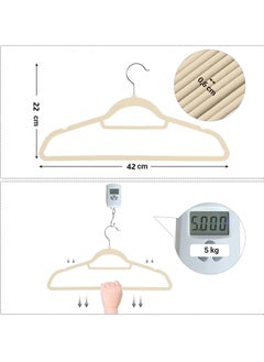 Red Dot Gift 100 Pieces 42cm Ivory Non  Slip Velvet Cloths Hanger with 360 Degree Rotatable Hook, Durable and Slim  - Image 3