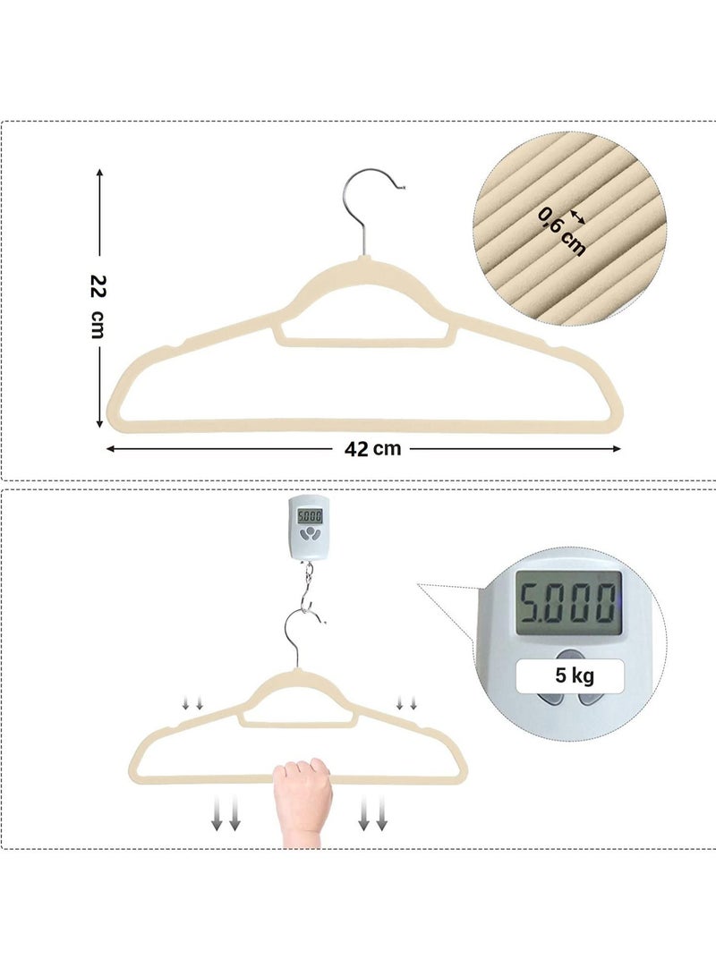 Red Dot Gift 100 Pieces 42cm Ivory Non  Slip Velvet Cloths Hanger with 360 Degree Rotatable Hook, Durable and Slim - Image 3