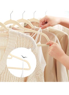 Red Dot Gift 100 Pieces 42cm Ivory Non  Slip Velvet Cloths Hanger with 360 Degree Rotatable Hook, Durable and Slim  - Image 5