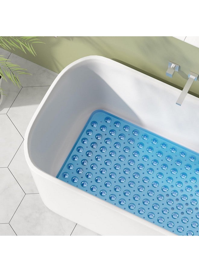 AmazerBath Shower Mat Non Slip 40 x 16 Inches, Shower Stall Mats with Suction Cups and Drain Holes, Non Slip Bath Mat for Tub for Elderly & Kids, Clear Blue - Image 3