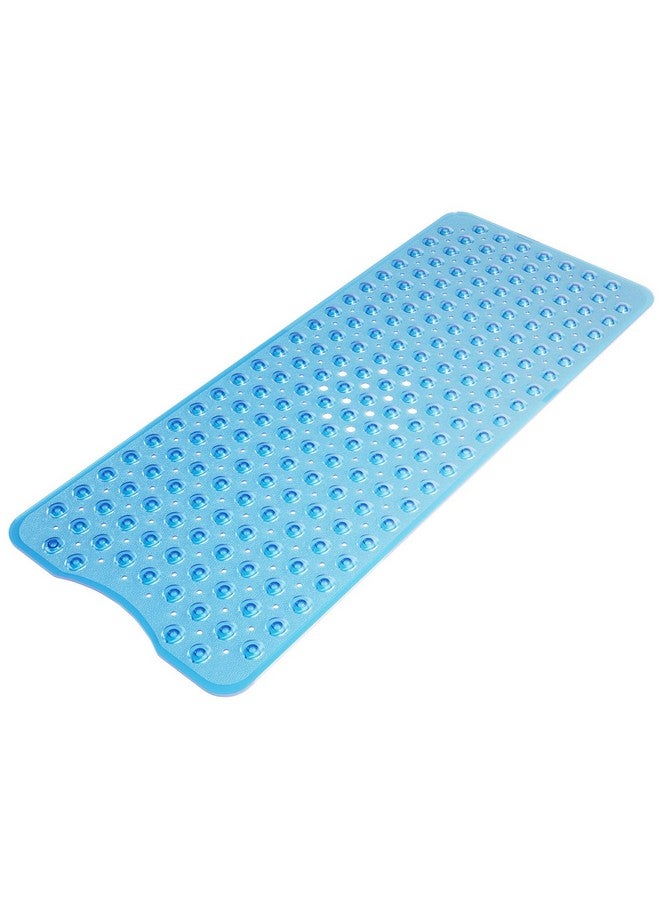 AmazerBath Shower Mat Non Slip 40 x 16 Inches, Shower Stall Mats with Suction Cups and Drain Holes, Non Slip Bath Mat for Tub for Elderly & Kids, Clear Blue - Image 1
