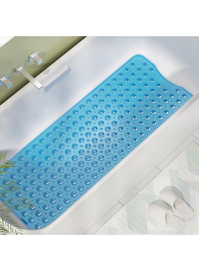 AmazerBath Shower Mat Non Slip 40 x 16 Inches, Shower Stall Mats with Suction Cups and Drain Holes, Non Slip Bath Mat for Tub for Elderly & Kids, Clear Blue - Image 2