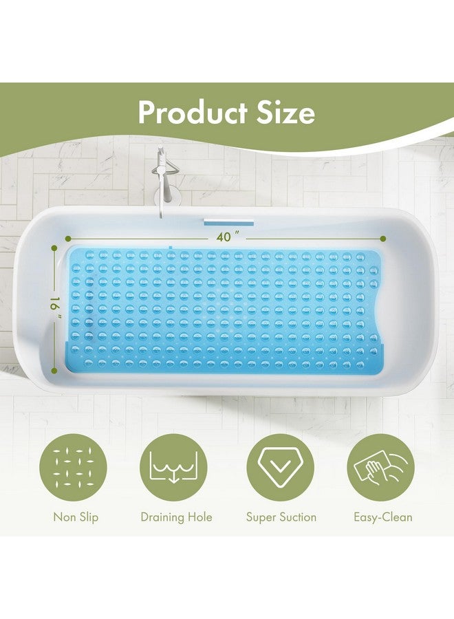 AmazerBath Shower Mat Non Slip 40 x 16 Inches, Shower Stall Mats with Suction Cups and Drain Holes, Non Slip Bath Mat for Tub for Elderly & Kids, Clear Blue - Image 4
