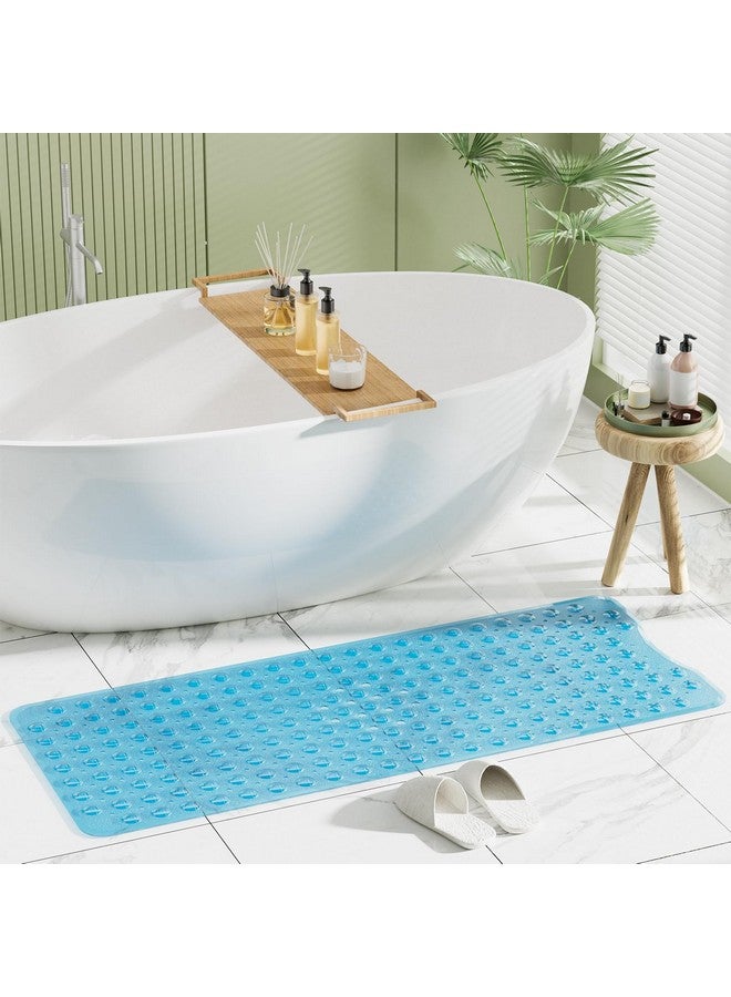 AmazerBath Shower Mat Non Slip 40 x 16 Inches, Shower Stall Mats with Suction Cups and Drain Holes, Non Slip Bath Mat for Tub for Elderly & Kids, Clear Blue - Image 5