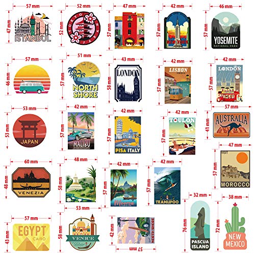iDream Travel World Destination Self-Adhesive Waterproof Vinyl Stickers - Famous Cities for Laptop, Desk, Luggage, Guitar, Scrapbook, Furniture, Skateboard, Toy DIY Décor (Set of 50) - Image 5