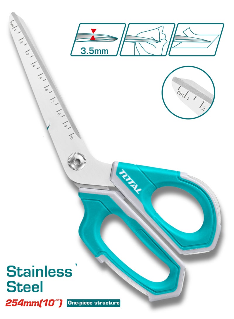 Industrial Stainless Steel Scissors Printed With Measuring Ruler 254mm [10"}