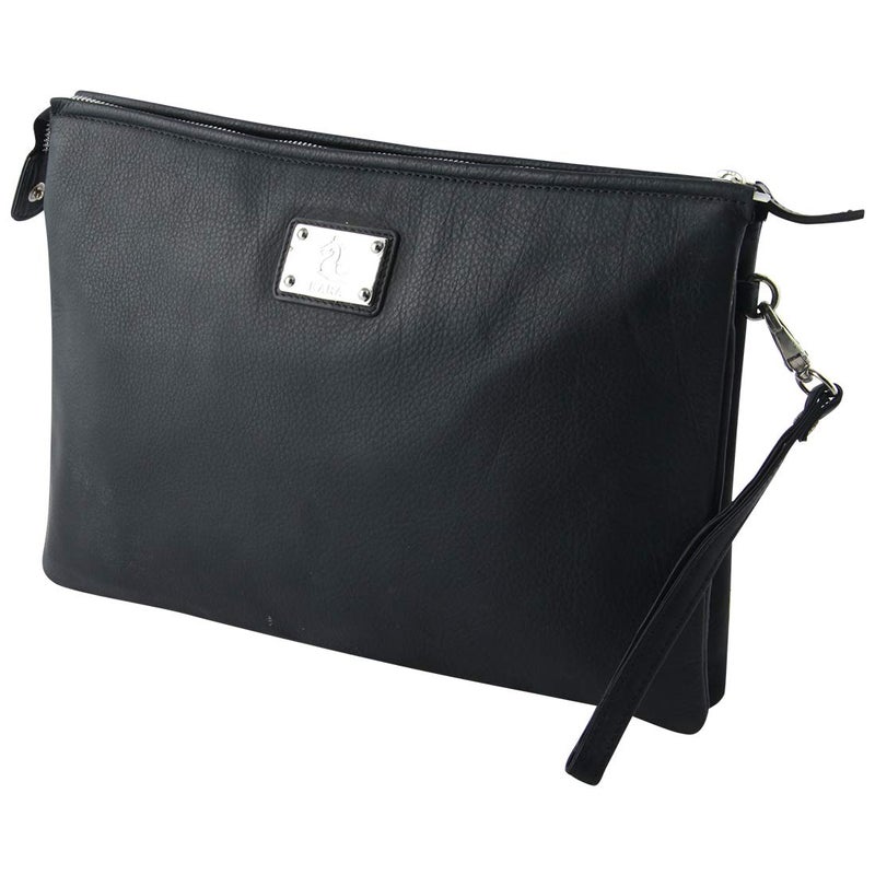 Kara Unisex Leather Document File Folder - Travel Pouch Portfolio Organizer - Zipper Case Office Accessories Bag - Image 1