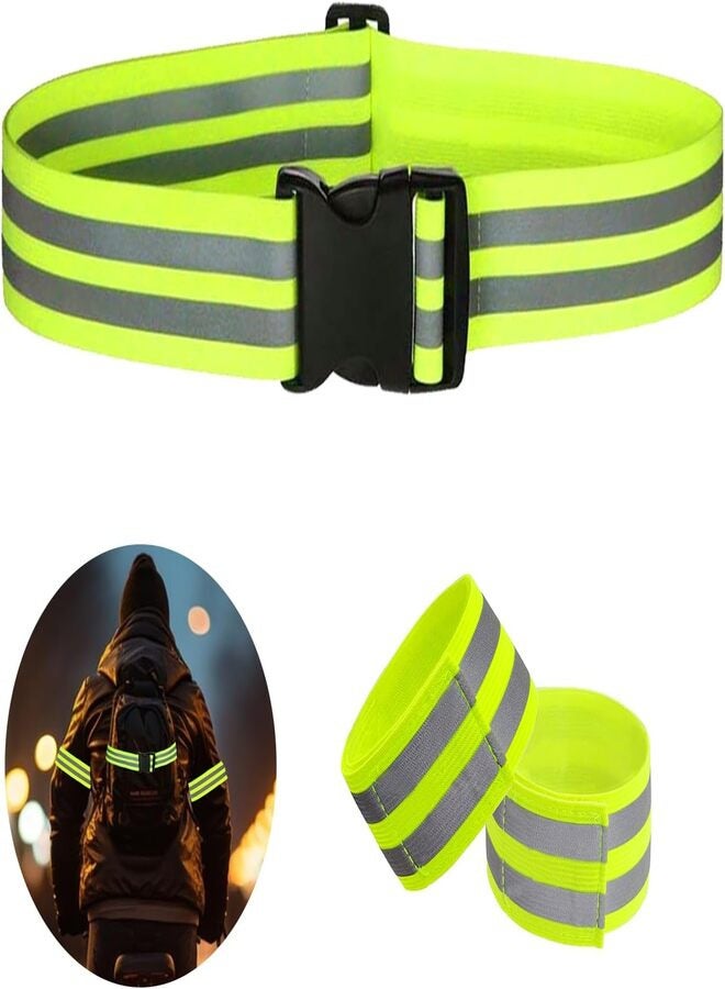 EQLEF EQLEF Reflective Running Vest, 3 Pcs High Vis Reflective Gear Reflective Strap Safety Belt Bicycle Safety Belt Safety Belt Safety Belt Reflective Bracelets for Walking in the Night