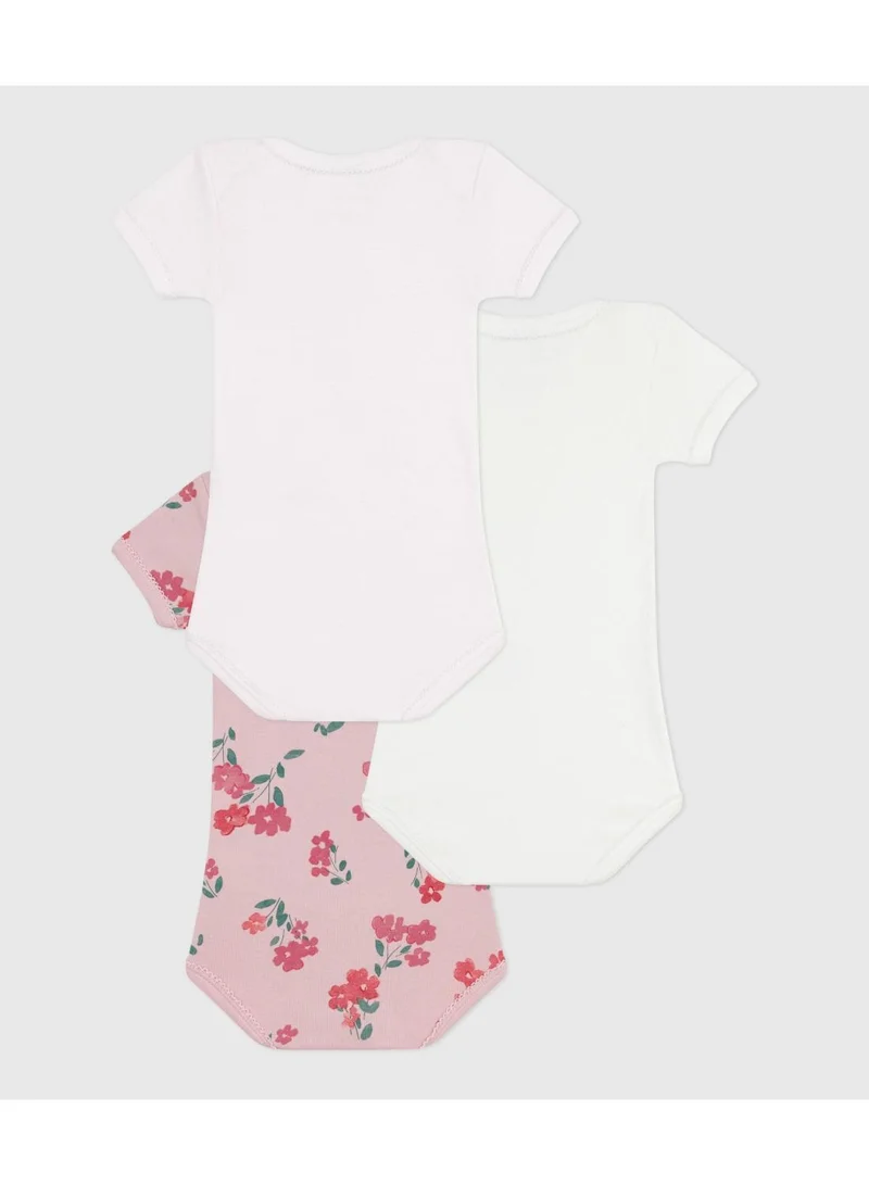 Petit Bateau Pack of short-sleeved floral-print cotton bodies for babies