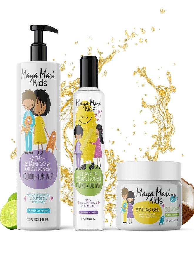 Maya Mari Kids Curly Hair Set for Coilies, Curlies, and Frizz Control: 2in1 Shampoo, Leave-In Conditioner, and Hair Gel - Perfect for Your Little One's Curly and Wavy Hair! - Image 1