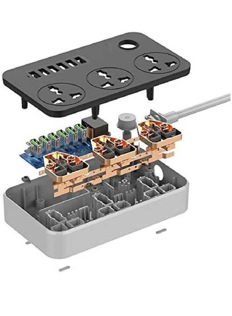 JBQ Electric Extension With 3 Anti Static Power Socket And 6 Usb Port - Image 2