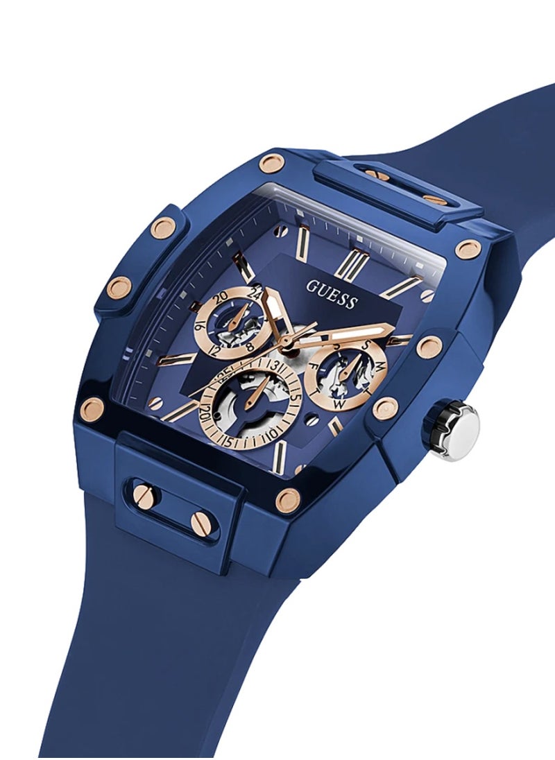GUESS - Phoenix Men's Blue Chronograph Silicone Strap Blue Dial Watch GW0203G7 - 41.5mm - Image 1