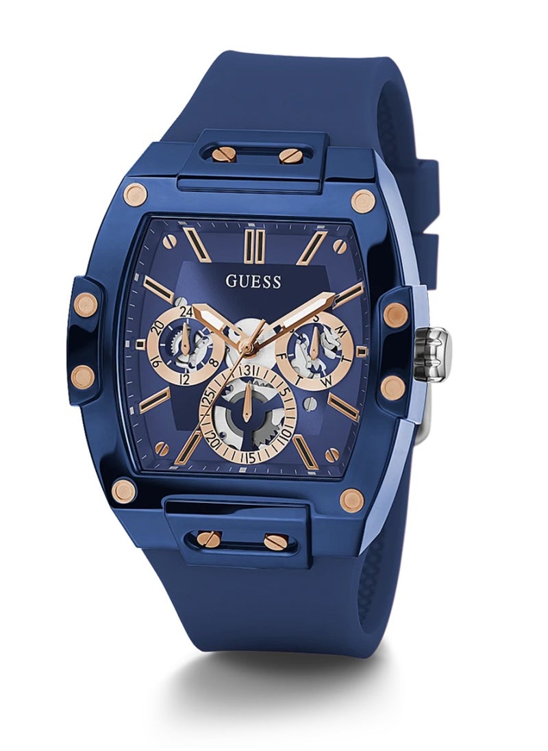 GUESS - Phoenix Men's Blue Chronograph Silicone Strap Blue Dial Watch GW0203G7 - 41.5mm - Image 1