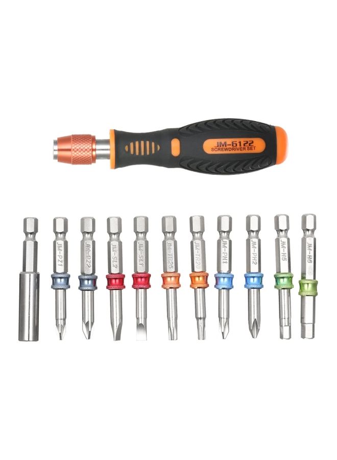 NIBEMINENT 12-Piece Multi Functional Screw Bit Kit Black/Silver/Orange 2.36inch  - Image 1