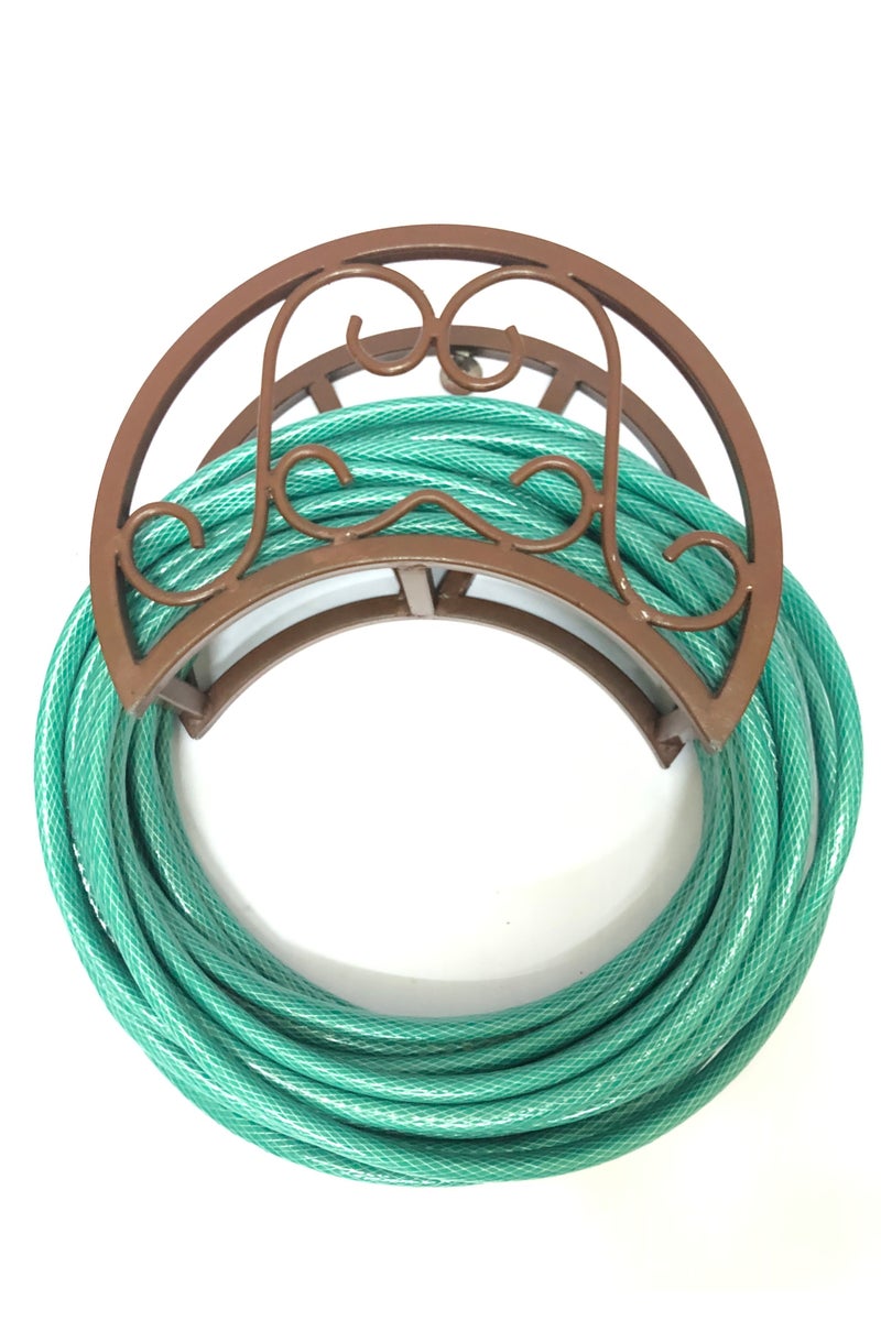 RENOVO 1/2-inch 50 meter garden hose with a heavy-duty metal wall-mounted holder  Brown / Green - Image 1