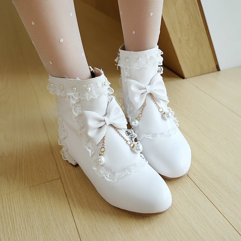 Cute Academy Style Size 28-43 Lori Darling Bow Round Toe Ankle Boots - Image 4