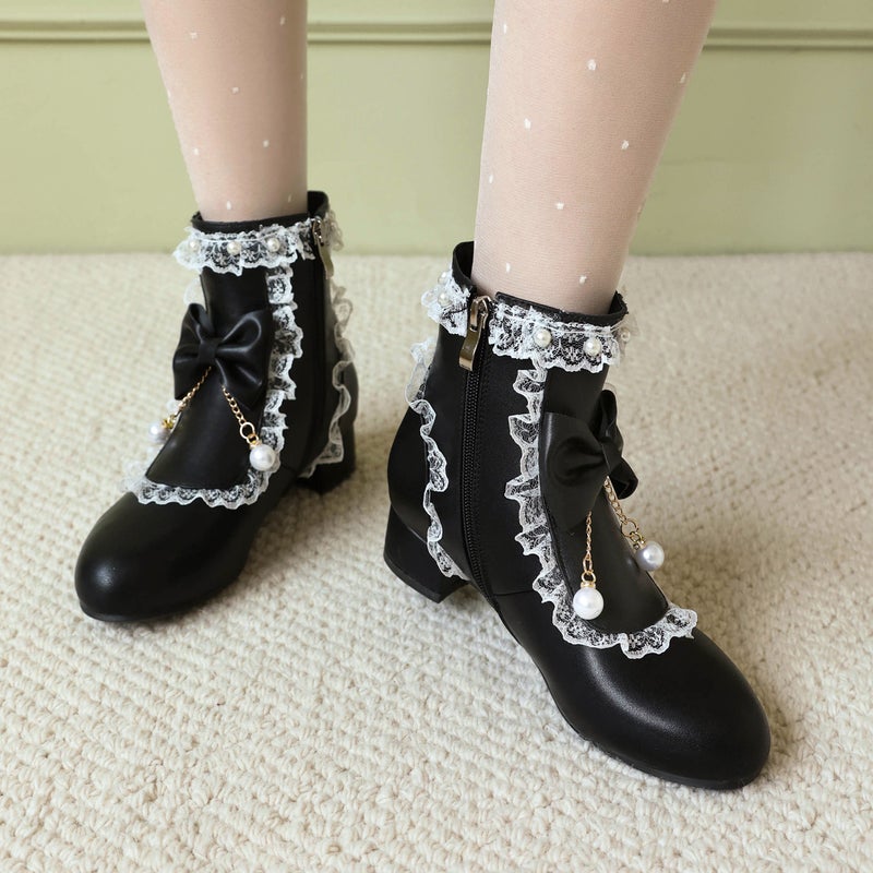 Cute Academy Style Size 28-43 Lori Darling Bow Round Toe Ankle Boots - Image 2
