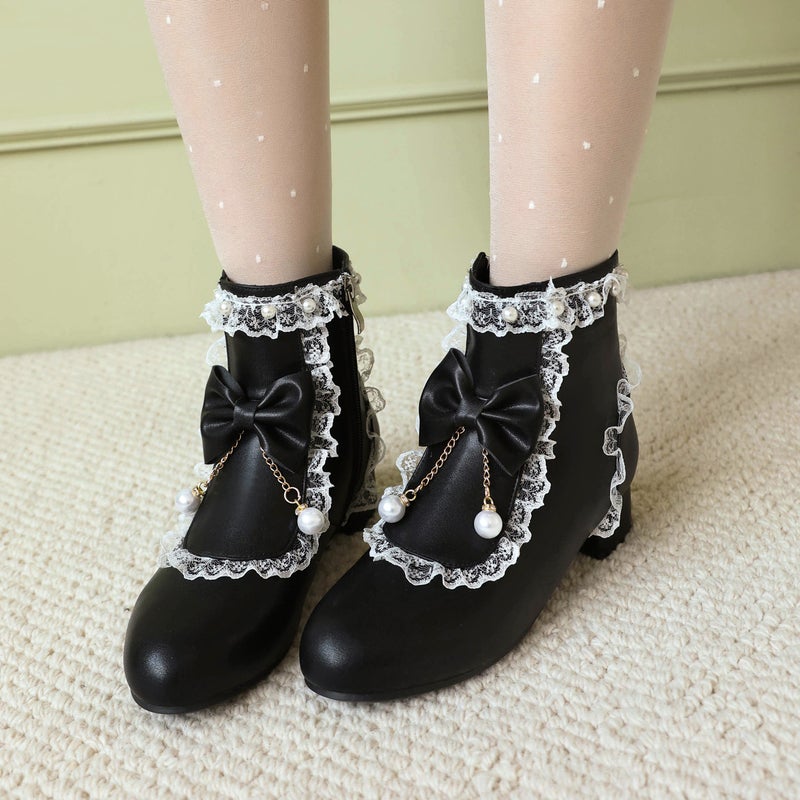 Cute Academy Style Size 28-43 Lori Darling Bow Round Toe Ankle Boots - Image 5