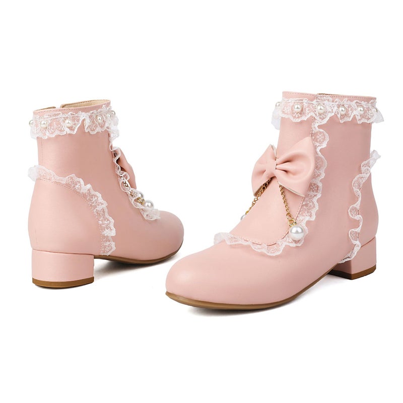 Cute Academy Style Size 28-43 Lori Darling Bow Round Toe Ankle Boots - Image 1