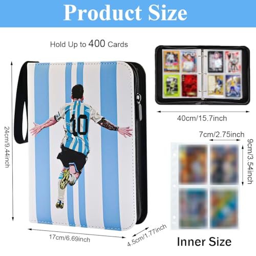 PATPAT® 400 Pockets Soccer Card Binder Autographed Cards Storage Bag Waterproof PU Zipper Card Holder Multi Purpose Card Organizer Bag for Game Cards, Collectible Cards, Basketball Cards - Image 2