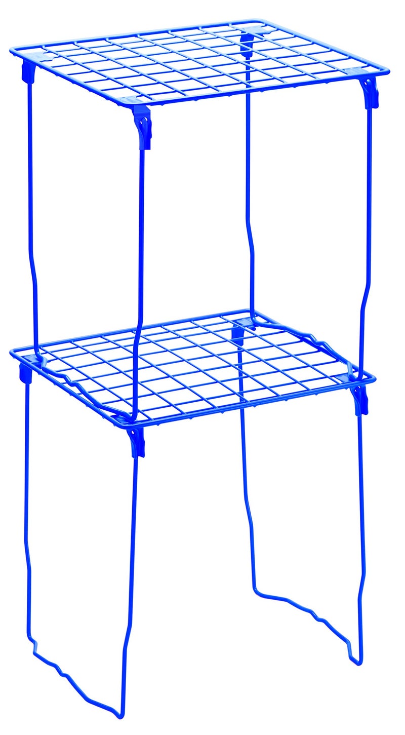 LockerMate Stac-A-Shelf Locker Shelf, Stackable Organizer, Extra Tall, Fits Standard Size School Lockers, Blue - Image 4