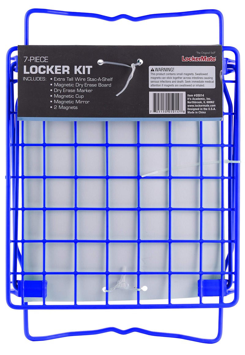 LockerMate Stac-A-Shelf Locker Shelf, Stackable Organizer, Extra Tall, Fits Standard Size School Lockers, Blue - Image 5