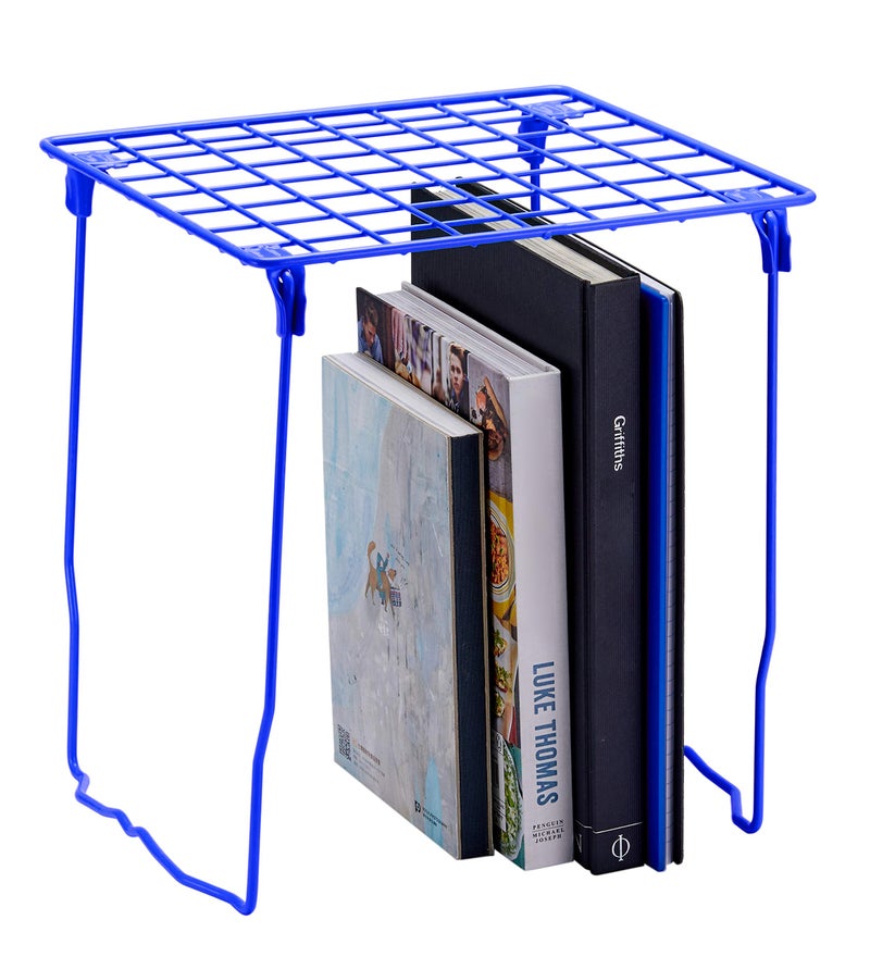 LockerMate Stac-A-Shelf Locker Shelf, Stackable Organizer, Extra Tall, Fits Standard Size School Lockers, Blue - Image 3