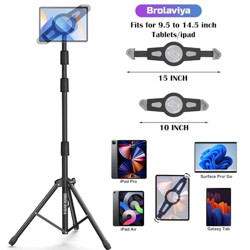 BROLAVIYA Tablet Tripod Floor Stand for Home,Office, Stage for All 9.5~14.5 Diagonal inches Large Display Devices - Image 5