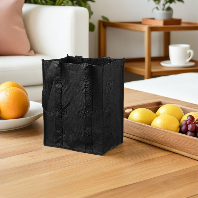 5pcs Bottle Tote: Non-Woven Thick Fabric 6 Bottles Bag With Handles - Reusable Bag For Present - Image 2
